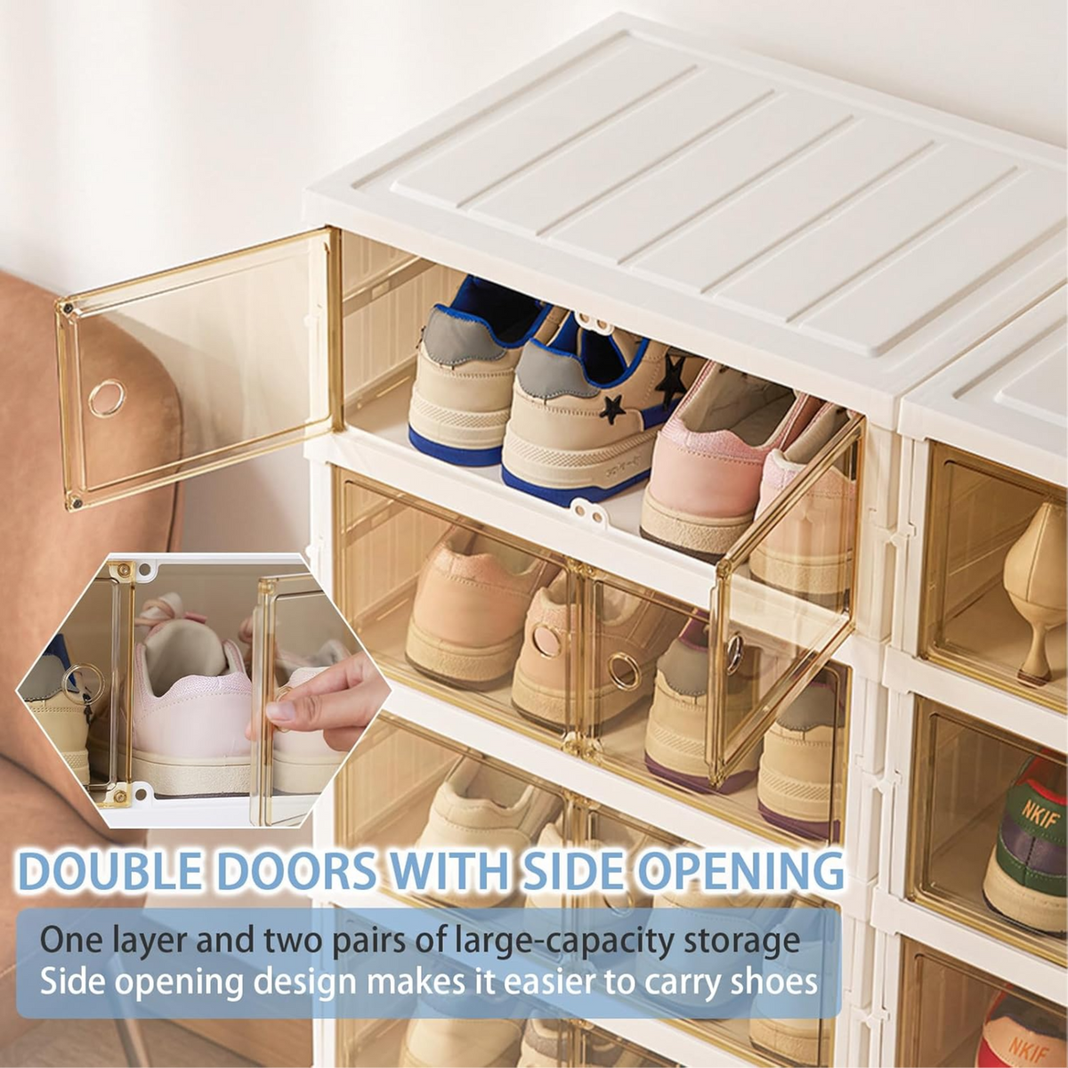 Telescopic Foldable Shoe Cabinet 2 Column 9 Layer