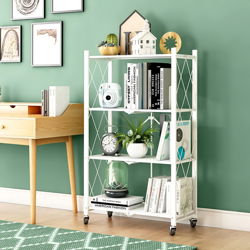 4 layer Foldable Kitchen Storage Rack- White