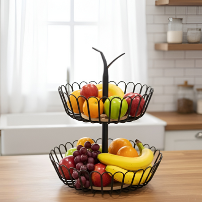Double Layered Fruit Basket Metal