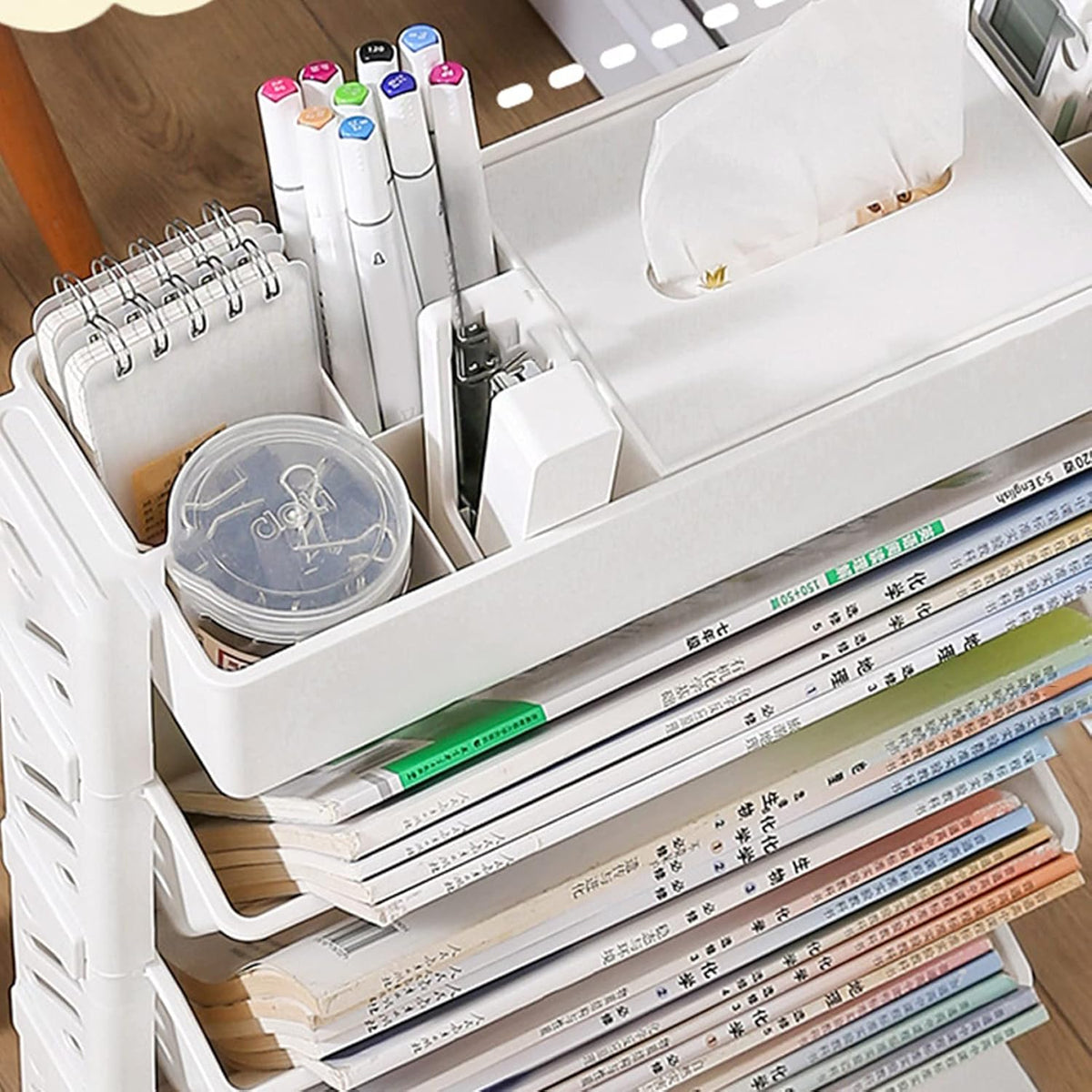 Multilayer Book Shelf with Wheels 5 Tier