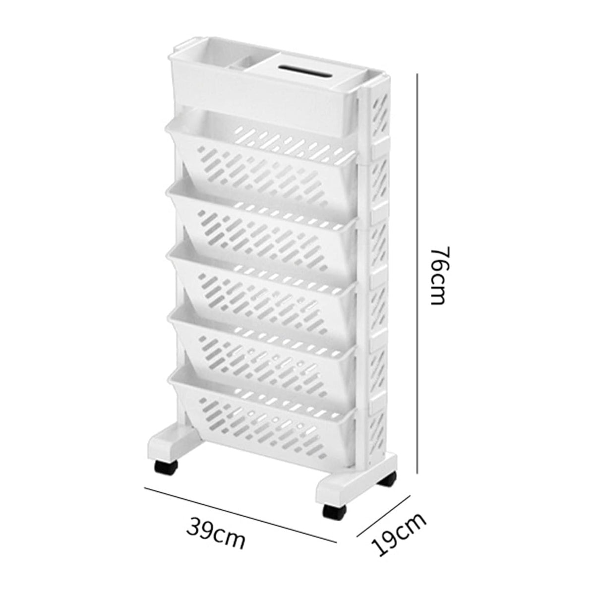 Multilayer Book Shelf with Wheels 5 Tier