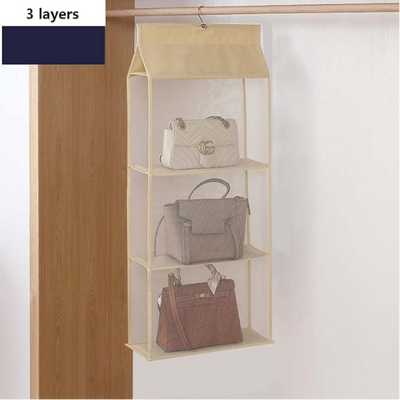 Handbag Storage Organiser Oxford Fabric Hanging 3 Shelf