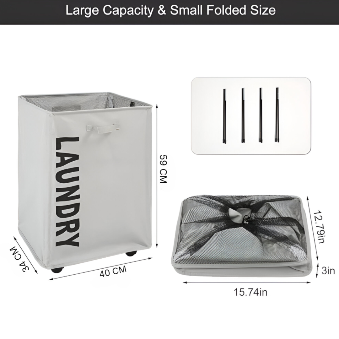 Foldable Laundry Basket With Wheels
