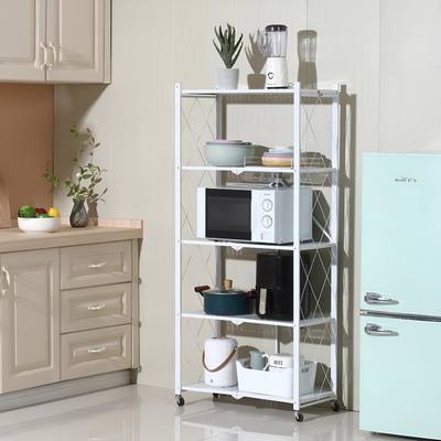 Foldable Kitchen Storage Rack 5 Layer White