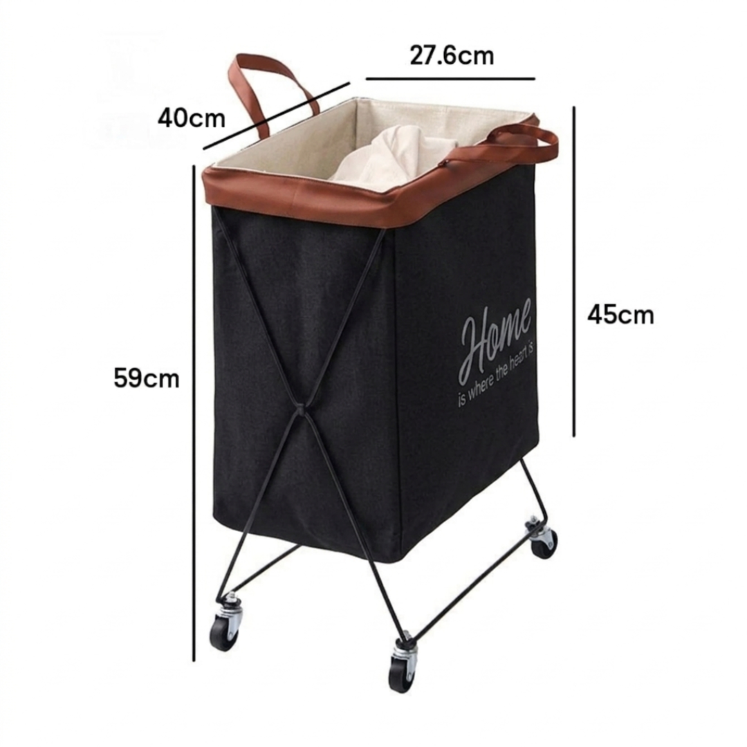 Foldable Laundry Basket Metal Stand with wheels