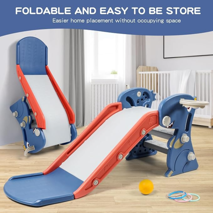 Foldable Kids Baby Toddler Slide With Climbing Step