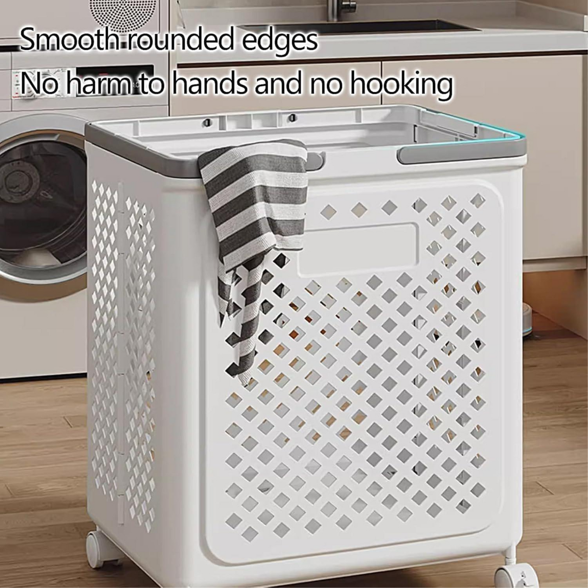 Plastic Foldable Laundry Basket with Wheels