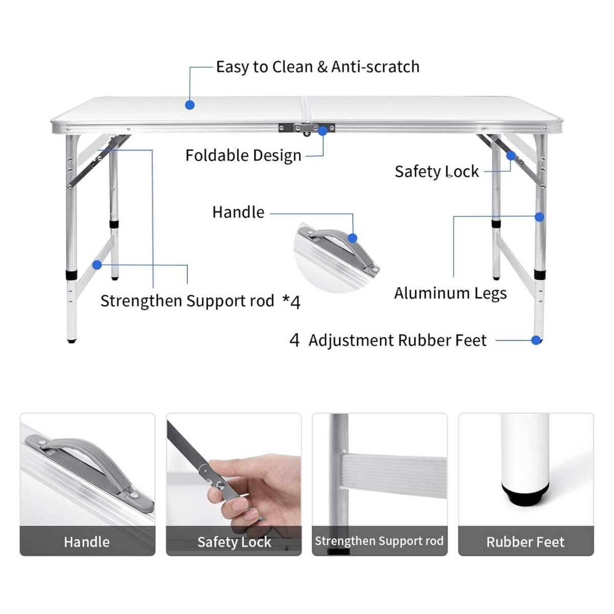 Portable Aluminium Foldable Table For Picnic & Camping With 4 Chairs