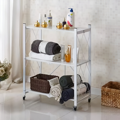 Foldable Kitchen Storage Rack 3 Layer White