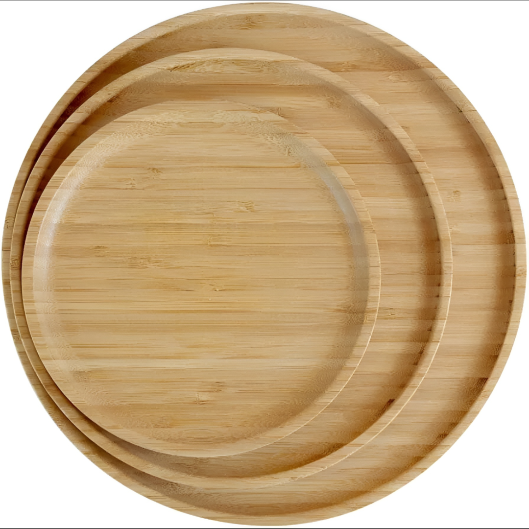 Bamboo Serving Tray Round 3 Pcs Set