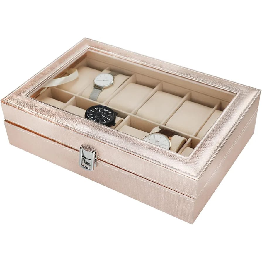 Watch Box Organizer Leather 12 Slots