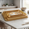 Bamboo Serving Tray With Golden Handle