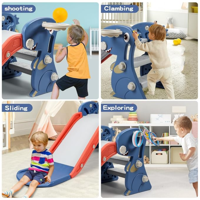 Foldable Kids Baby Toddler Slide With Climbing Step