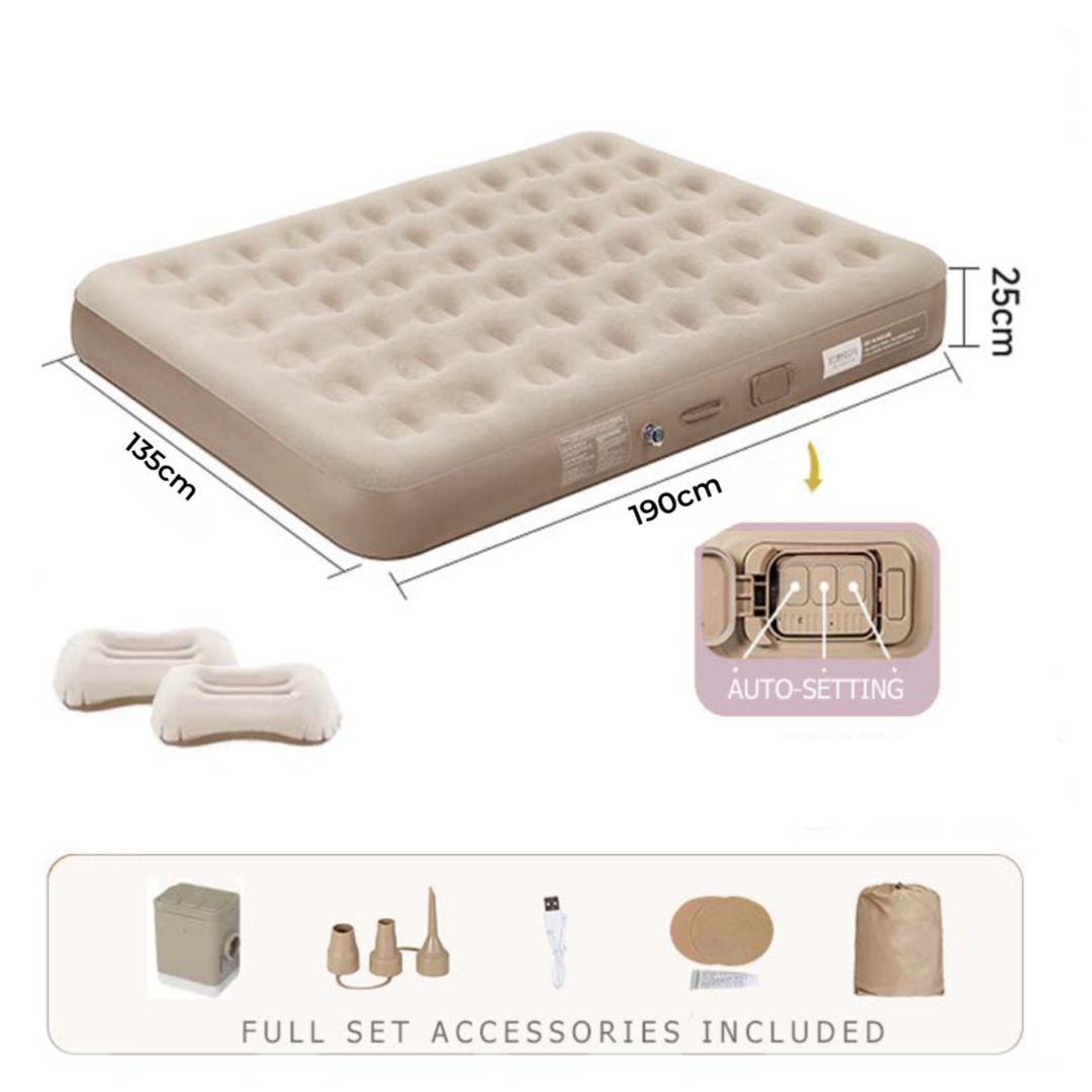Inflatable Double Size Bed Automatic Pump 190X135X25Cm