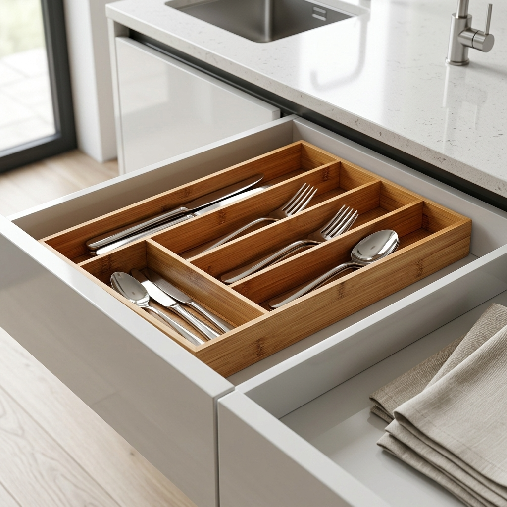 Bamboo Tray Cutlery Tray 5 Slots