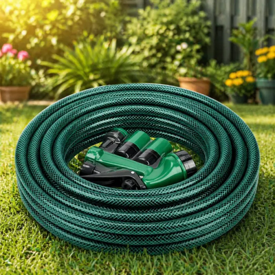 Flexible PVC Garden Hose Pipe with Gun Set 15 Meter
