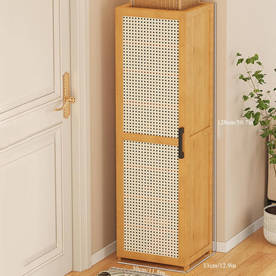 Bamboo Single Door Shoe Cabinet 8 Layers