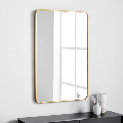 Wall Mounted Golden Frame Mirror Rectangle