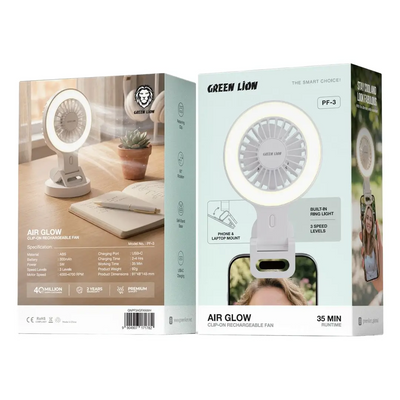 Green Lion Air Glow Clip-On Rechargeable Fan