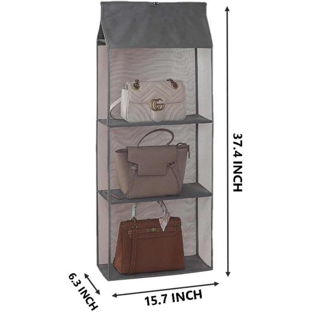 Handbag Storage Organiser Oxford Fabric Hanging 3 Shelf