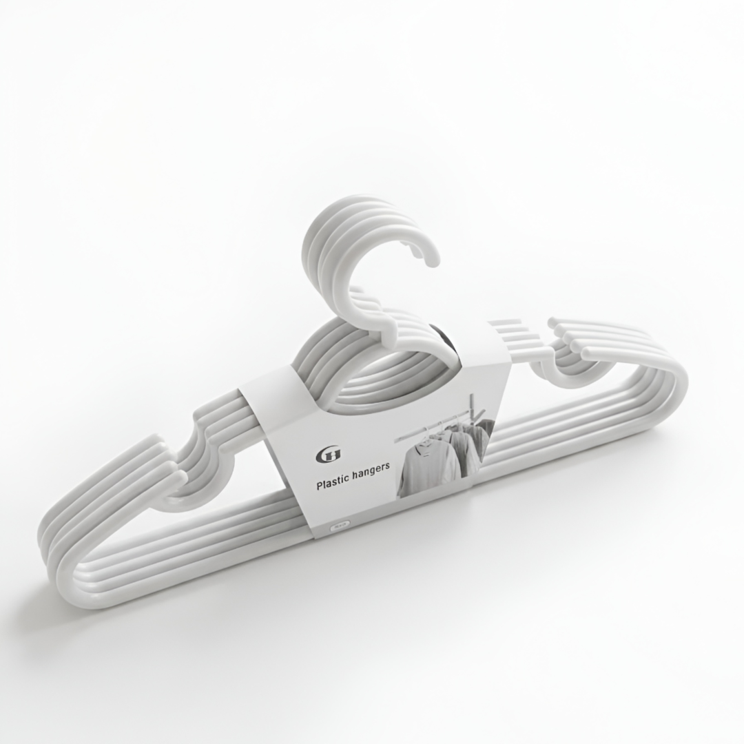 Plastic Cloth Hanger White 5 Pcs Set