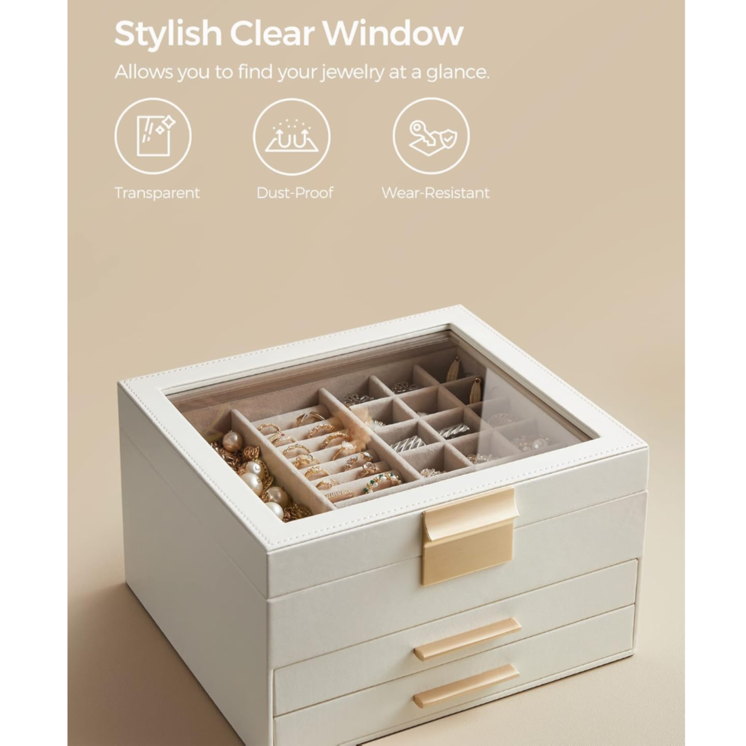 Jewelry Storage Box Organizer with 2 Drawers