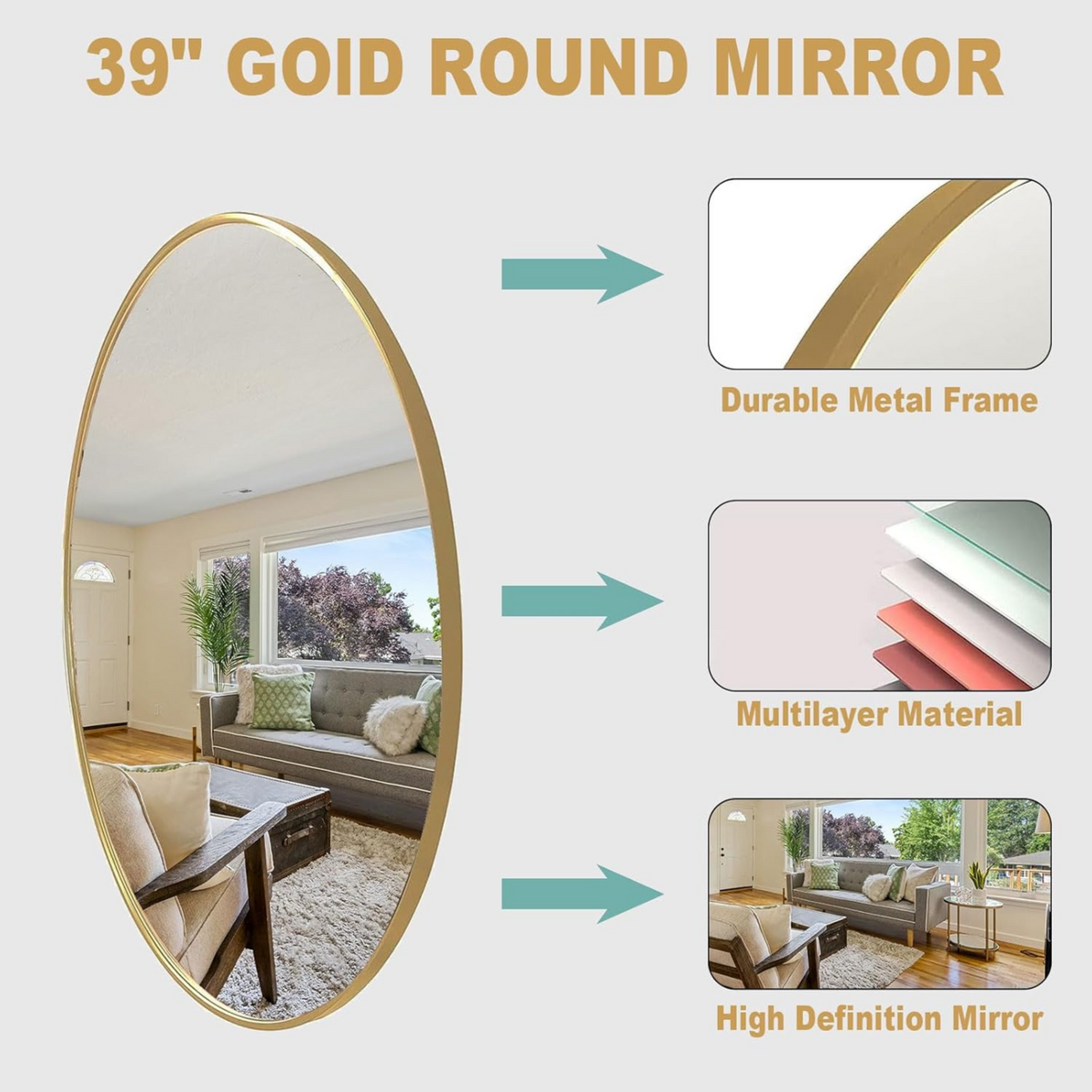 Wall Hanging Mirror Round Shape