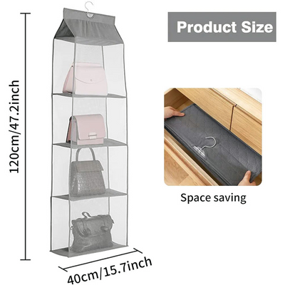 Handbag Storage Organiser Oxford Fabric Hanging 4 Shelf