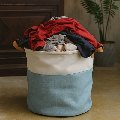 Foldable Laundry Basket Round Fabric