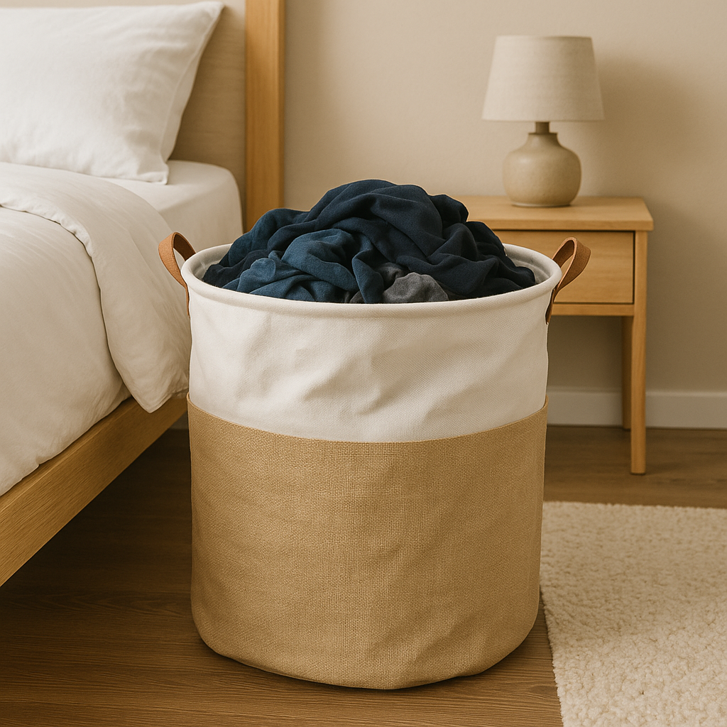 Foldable Laundry Basket Round Fabric