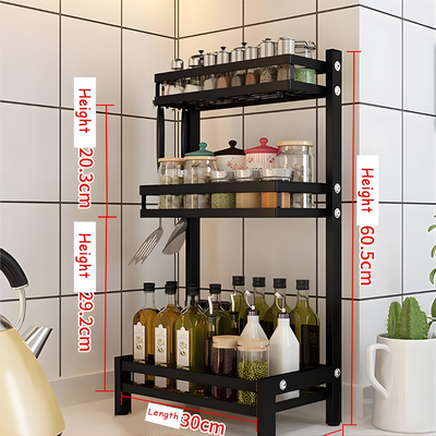 Kitchen Spice Rack 3 Tier Grey Color