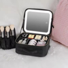 Portable Makeup Cosmetic Box with LED Mirror Black