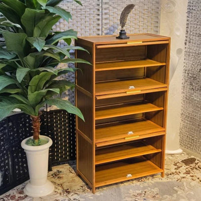 Bamboo Multi-Layer Shoe Cabinet 3 Door 6 Layers