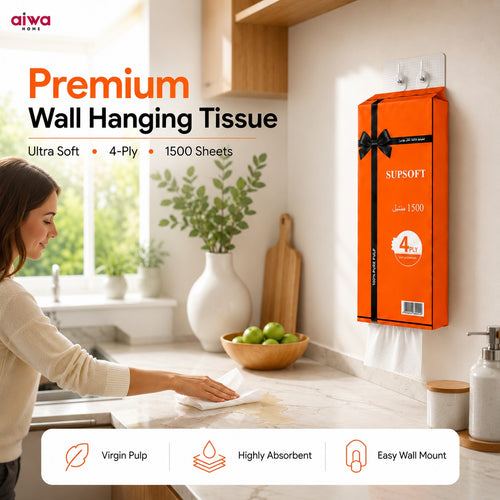 Supsoft 1500 Wipes 4x Ply Wall Hanging Tissue Bag