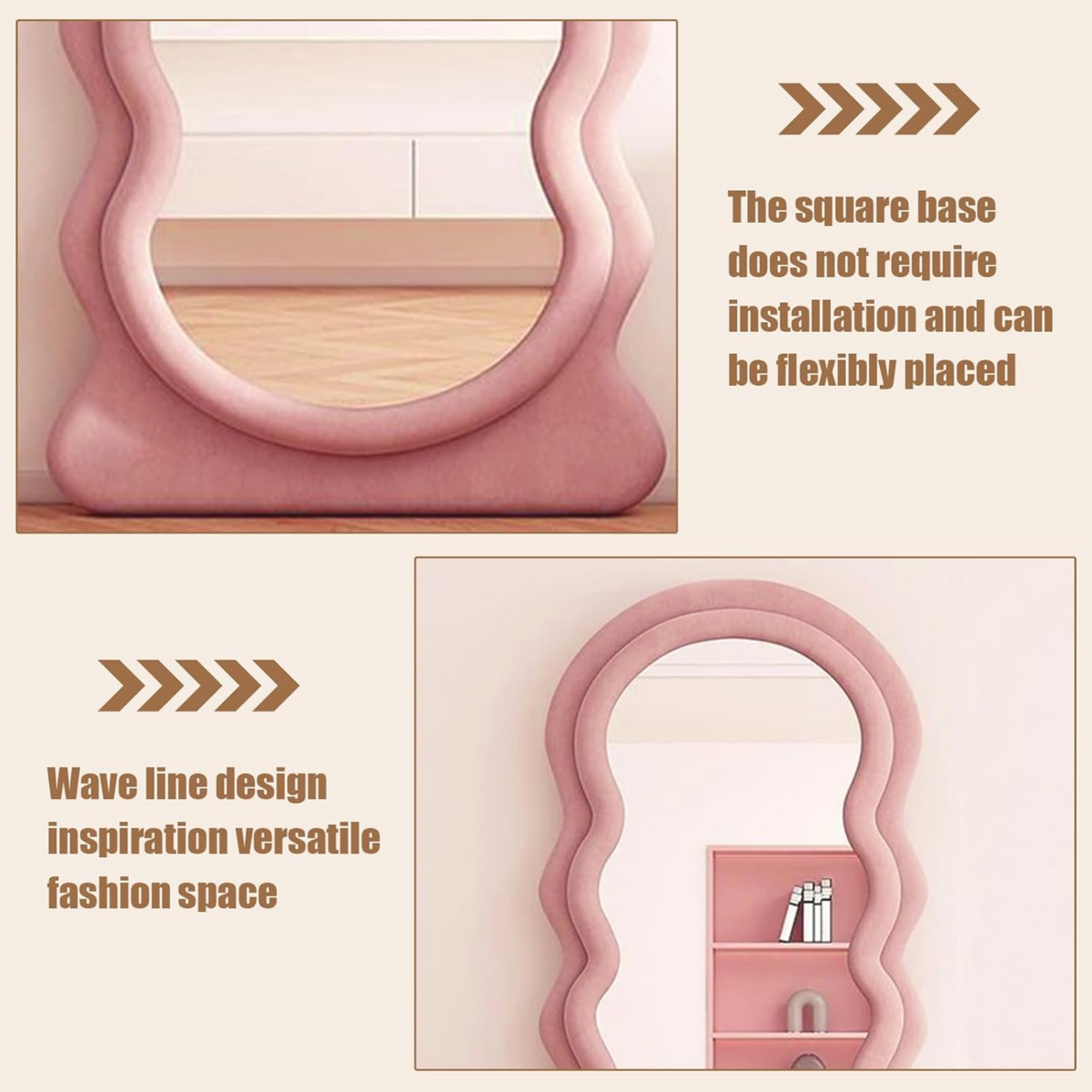 Irregular Wavy Shape Full Length Mirror
