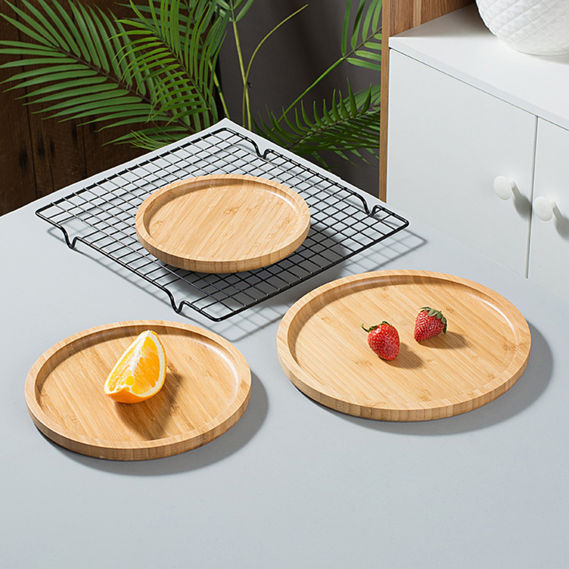 Round Bamboo Serving Trays Set 3Pcs