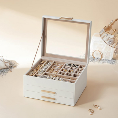 Jewelry Storage Box Organizer with 2 Drawers