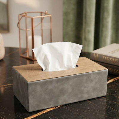 Minimalist Two-Tone Faux Leather Tissue Holder