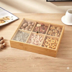 Wooden Dried Fruit Snacks Storage Box 6 Slots