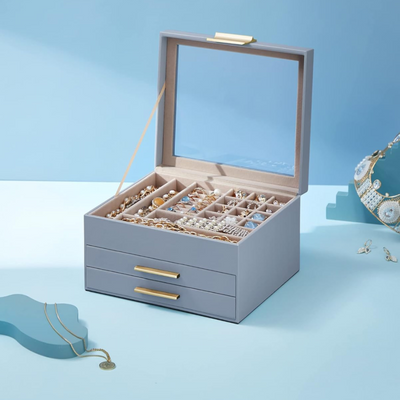 Jewelry Storage Box Organizer with 2 Drawers