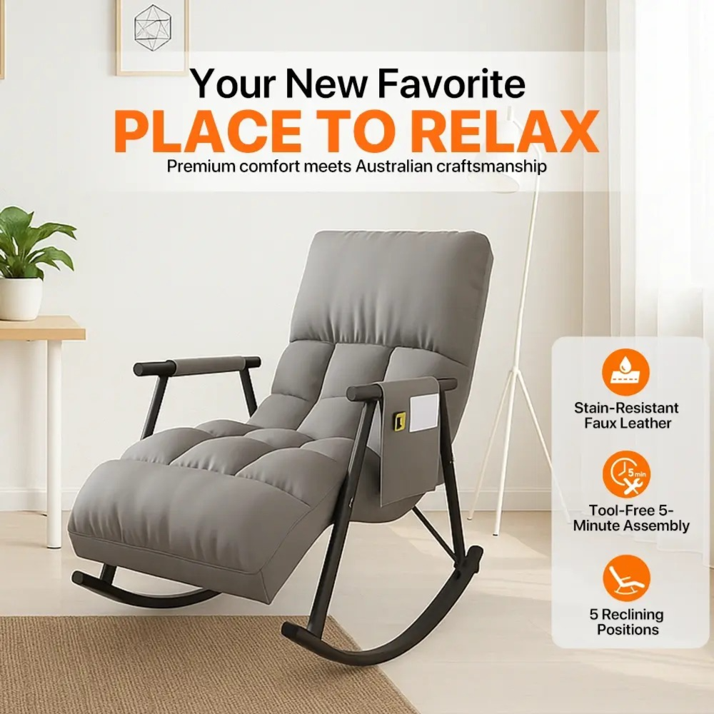 Rocking Chair Recliner 5-Way Adjustable Calf Support