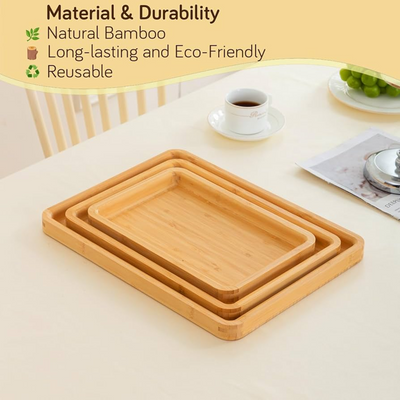 Multi use Bamboo Serving Tray 3 Set