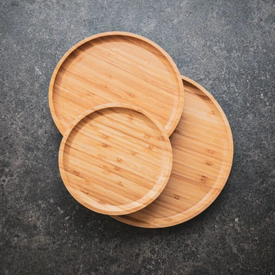 Bamboo Serving Tray Round 3 Pcs Set