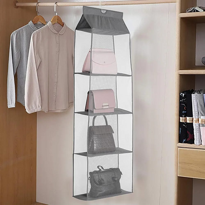 Handbag Storage Organiser Oxford Fabric Hanging 4 Shelf