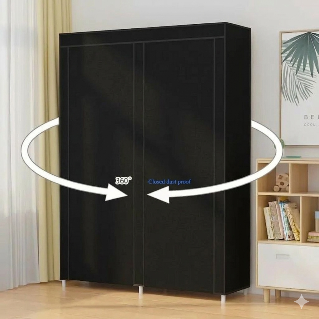 Double Row Portable Fabric Cover Shoe Rack 10 Layer