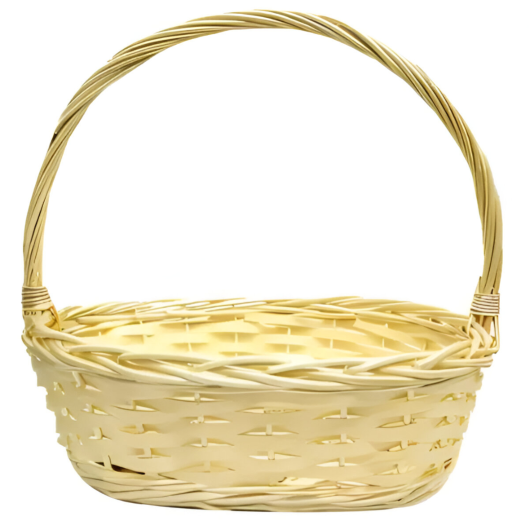 Gift Bamboo Hamper Basket Oval Shape With Handle