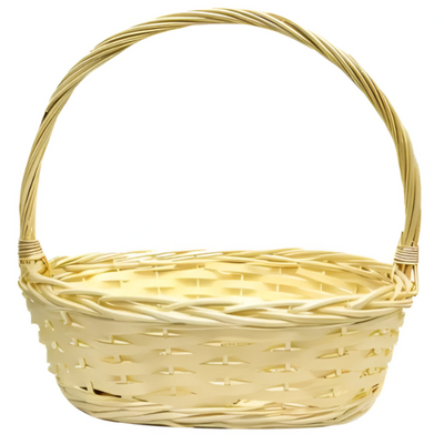 Gift Bamboo Hamper Basket Oval Shape With Handle
