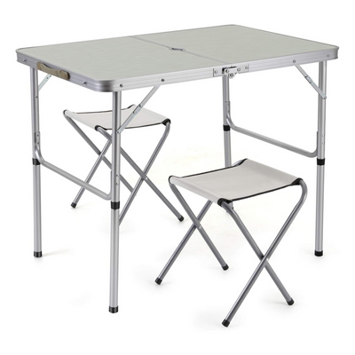 Portable Aluminium Foldable Table For Picnic & Camping With 2 Chairs