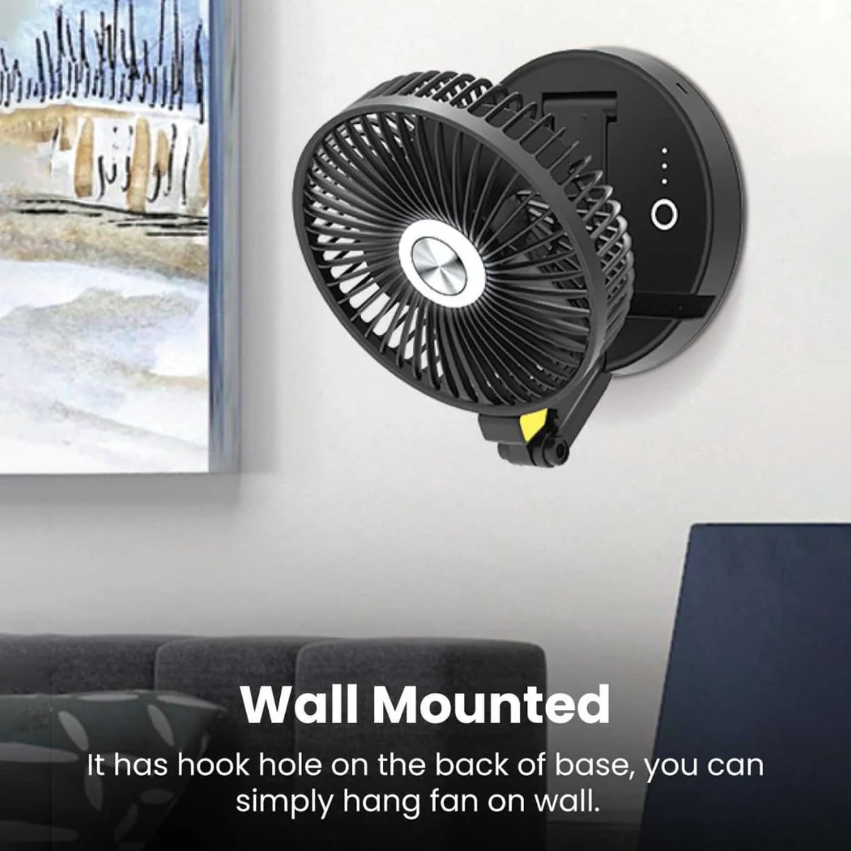Moxedo Wall Mounted Oscillating Cordless Foldable Fan
