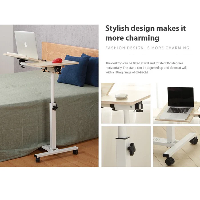 Rolling Laptop Desk with Wheels Adjustable